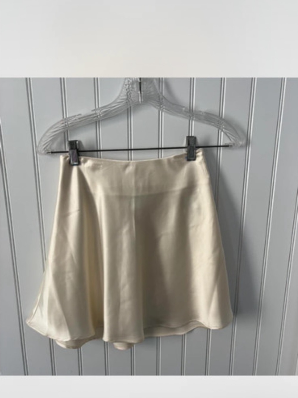 Forever 21 Cream Satin Skater Mini Skirt